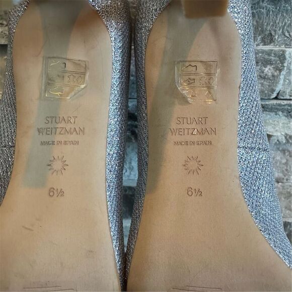 Stuart Weitzman Women's Silver Sparkle Pump Heels Size 6.5 Wedding - Picture 6 of 12